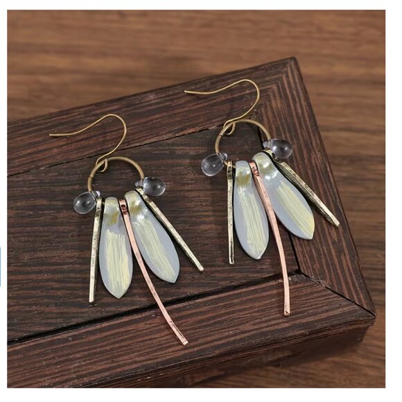 Abstract Dragonfly Polychrome Earrings - Picture 6 of 6